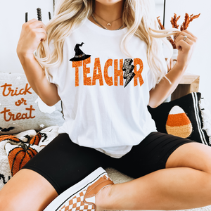 halloween teacher dtf transfer