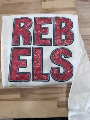 rebels faux sequin faux embroidered sweatshirt