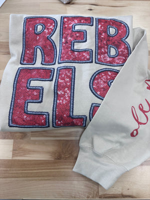 rebels faux sequin faux embroidered sweatshirt