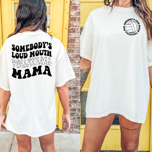 Loud mouth volleyball mama with Pocket Transfer | Hectic Momma Printing